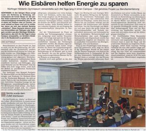 Wie Eisbären helfen Energie zu sparen. Nürtinger Hölderlin-Gymnasium verwandelte sich drei Tage lang in einen Campus - Viel gelobtes Projekt zur Berufsorientierung